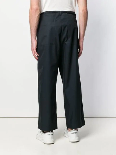 Shop Oamc Drawstring Straight Trousers In Blue