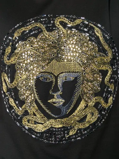 Shop Versace Embroidered Medusa T In Black