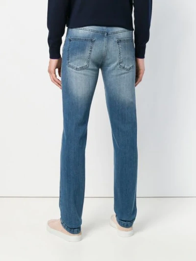 Shop Kiton Straight-leg Faded Jeans In Blue