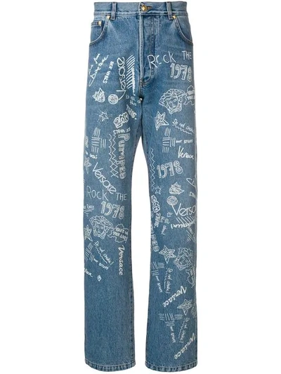 Shop Versace Love From Donatella Jeans In Blue