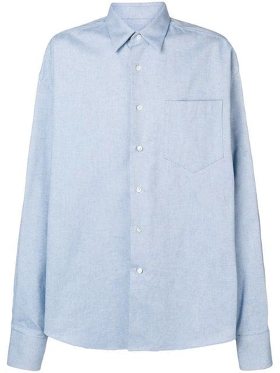 Shop Ami Alexandre Mattiussi Oversize Long Sleeve Shirt With Chest Pocket In Blue