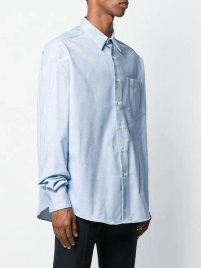 Shop Ami Alexandre Mattiussi Oversize Long Sleeve Shirt With Chest Pocket In Blue