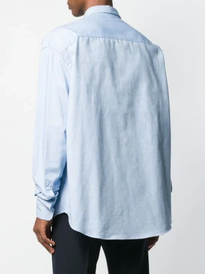 Shop Ami Alexandre Mattiussi Oversize Long Sleeve Shirt With Chest Pocket In Blue