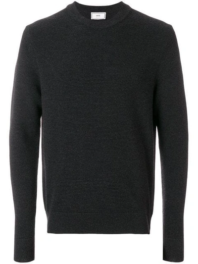 Shop Ami Alexandre Mattiussi Crew Neck Ottoman Stitch Sweater In Grey