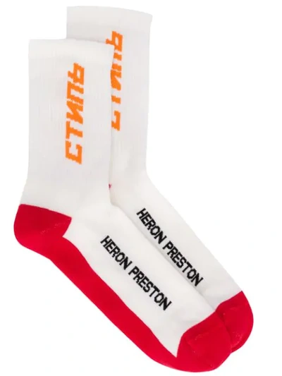 Shop Heron Preston Стиль Intarsia Socks In White