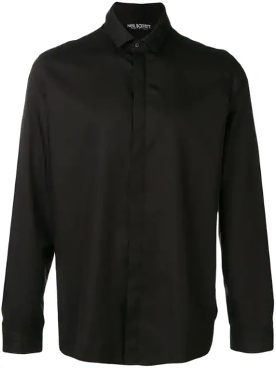 Shop Neil Barrett Concealed Button Shirt In Black
