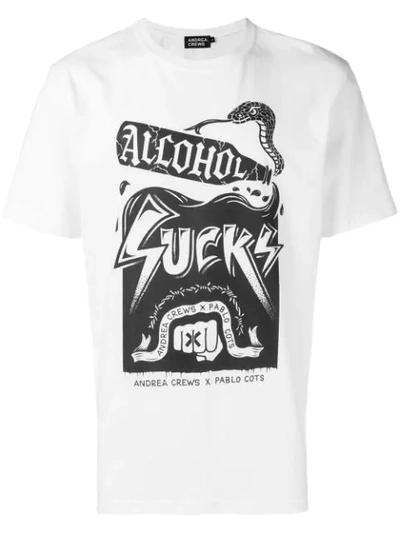 Shop Andrea Crews Alcohol Sucks T-shirt In White