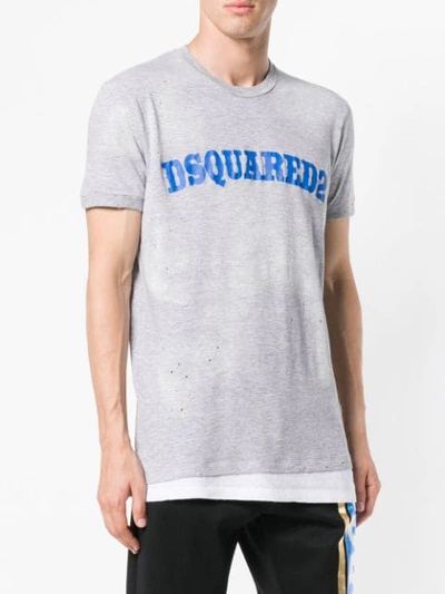 Shop Dsquared2 Vintage Logo Print T-shirt In Grey