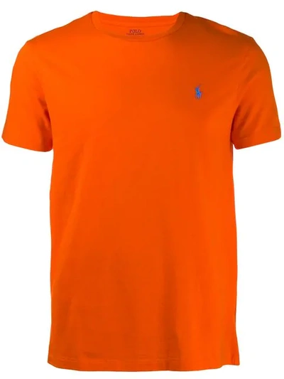 Shop Polo Ralph Lauren Embroidered Logo T-shirt In Orange