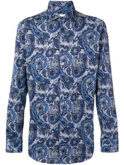 Shop Etro Spread Collar Paisley Print Shirt In Blue