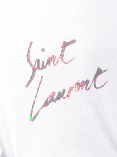 Shop Saint Laurent Printed Logo T-shirt In White