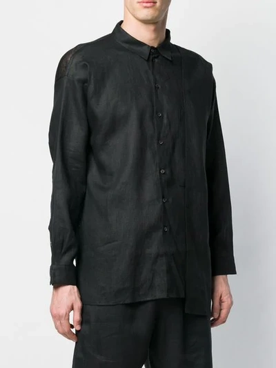 Shop Isabel Benenato Relaxed Linen Shirt In Black