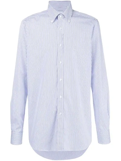Shop Xacus Pinstripe Button Down Shirt In White