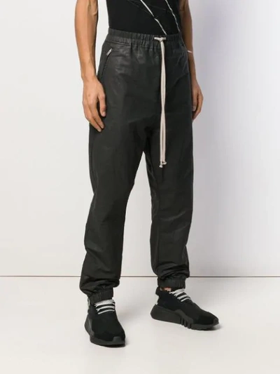 Shop Rick Owens Waxed Track Pants In Black