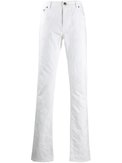Shop Etro Patterned Slim Fit Jeans In White