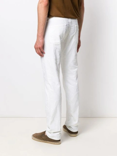 Shop Etro Patterned Slim Fit Jeans In White