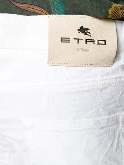 Shop Etro Patterned Slim Fit Jeans In White