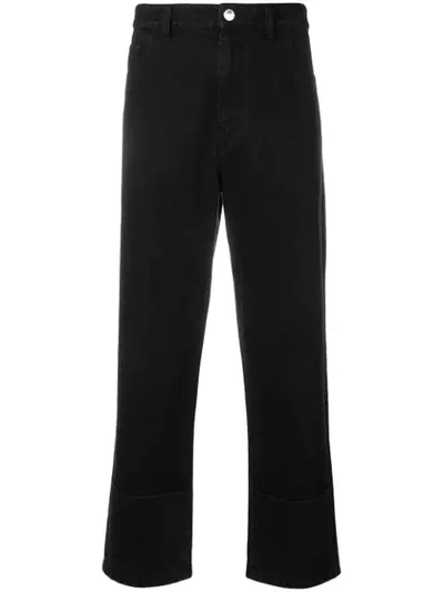 Shop Raf Simons Cropped Straight Jeans In Black