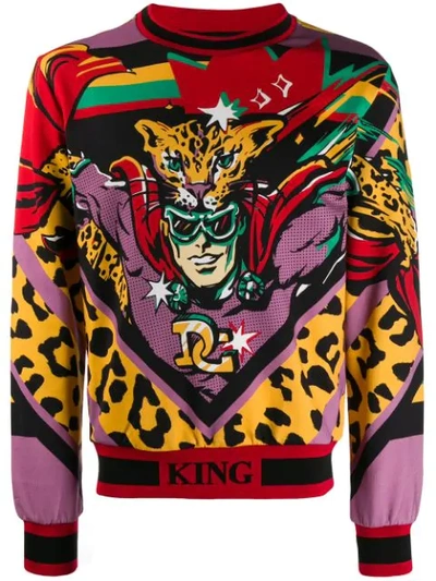 Shop Dolce & Gabbana Leopard King Sweatshirt In Red