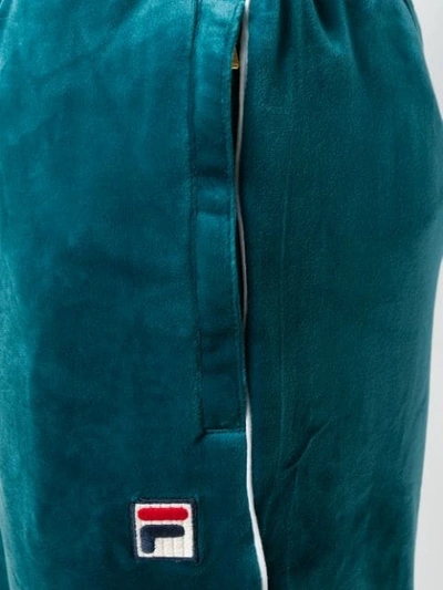 Shop Fila Logo Velvet Track Trousers In 003 Emerald Green