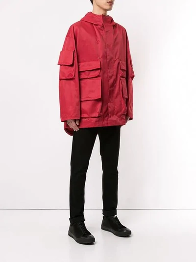 Shop Undercover Military-styled Coat In Red