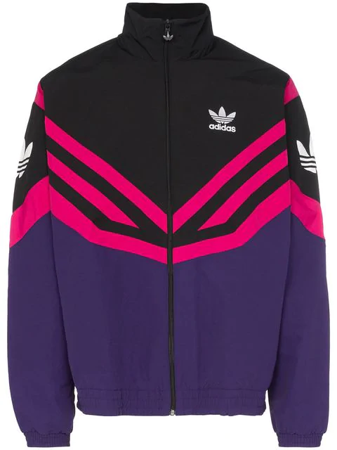 black adidas jacket with pink stripes
