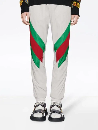 Shop Gucci Stripe Detail Track Pants - Grey