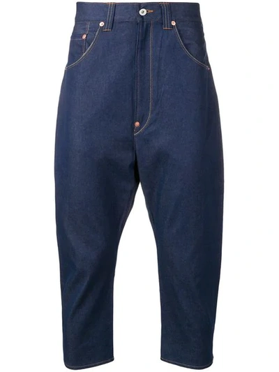 Shop Junya Watanabe Patch Pockets Cropped Jeans In Blue