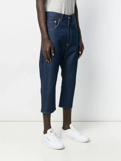 Shop Junya Watanabe Patch Pockets Cropped Jeans In Blue