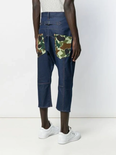 Shop Junya Watanabe Patch Pockets Cropped Jeans In Blue