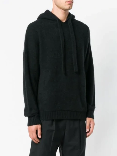 Shop Laneus Knitted Hoodie In Black