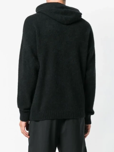 Shop Laneus Knitted Hoodie In Black