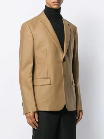 Shop Prada Notched Lapel Blazer Jacket In Neutrals