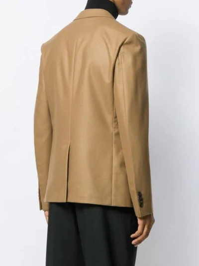 Shop Prada Notched Lapel Blazer Jacket In Neutrals