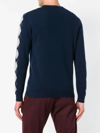 Shop Ballantyne Argyle Pattern Sleeve Jumper In Blue