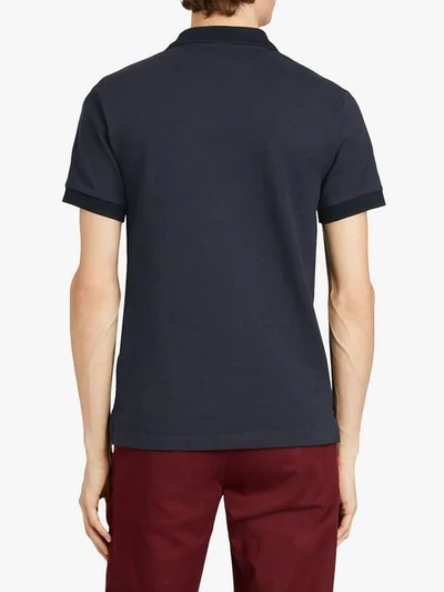 Shop Burberry Contrast-collar Polo Shirt In Blue