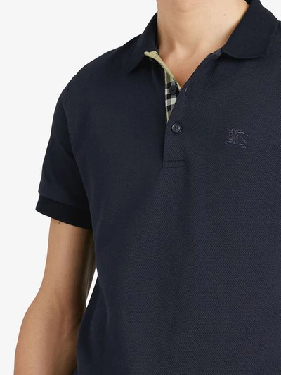 Shop Burberry Contrast-collar Polo Shirt In Blue
