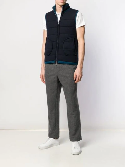 Shop N•peal Sleeveless Quilted Jacket In Blue