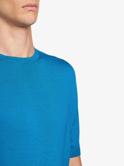 Shop Prada Worsted Wool Crew-neck Sweater In Blue