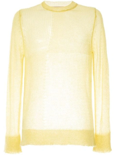 Shop Marni Sheer Knit Sweater In Yellow