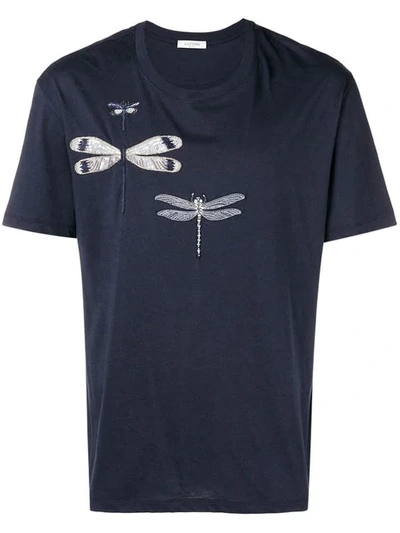 Shop Valentino Dragonfly Embroidered T-shirt - Blue