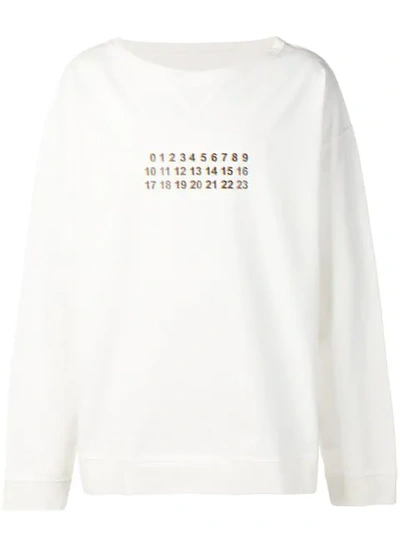 Shop Maison Margiela Number Print Sweatshirt In Neutrals