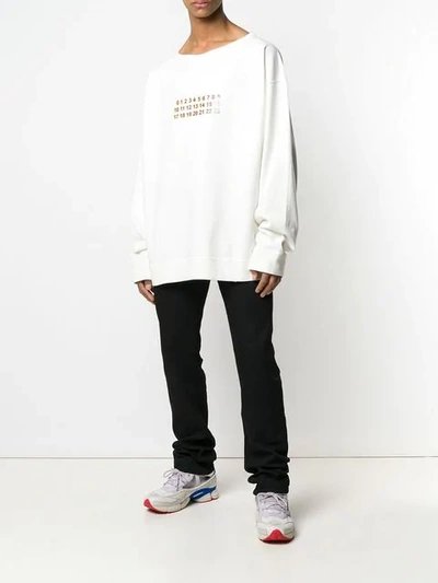 Shop Maison Margiela Number Print Sweatshirt In Neutrals