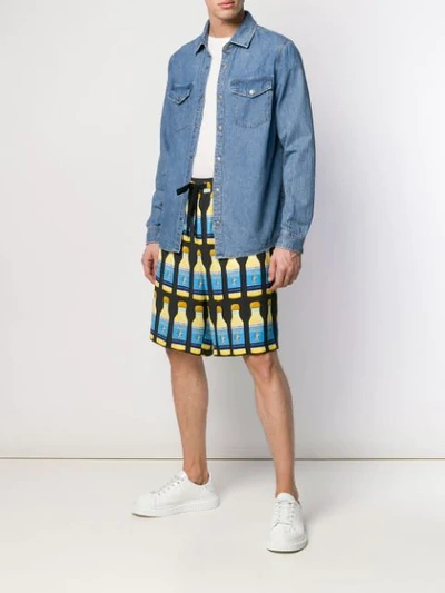Shop Dolce & Gabbana Bottle Print Shorts In Hjy56 Grigio