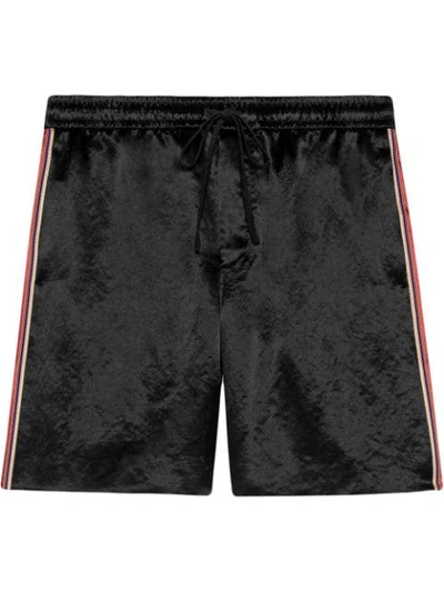 Shop Gucci Bi-material Printed Shorts In 1152 Black