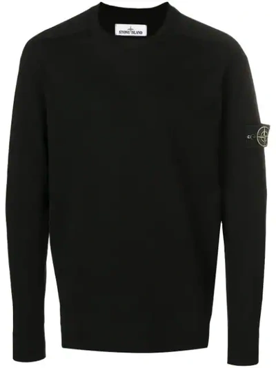 Shop Stone Island Knit Logo Sweater In Black