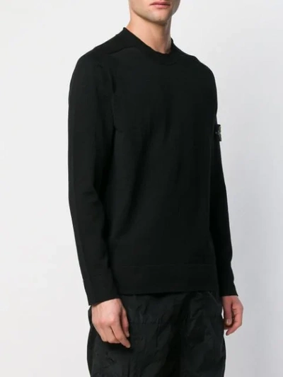 Shop Stone Island Knit Logo Sweater In Black