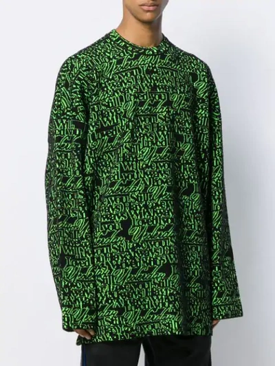 Shop Balenciaga Long Sleeve Crew Neck Sweater In Green