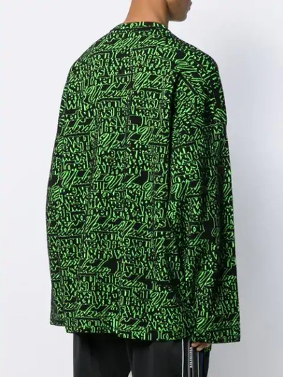 Shop Balenciaga Long Sleeve Crew Neck Sweater In Green
