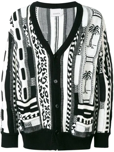 Shop Laneus Abstract Print Cardigan In White